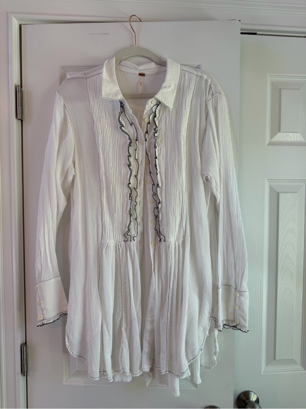 Free people white ruffle blouse